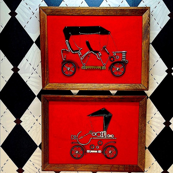 Other - Vintage Steampunk Wall Art | Red Velvet Background | Industrial Chic Steampunk